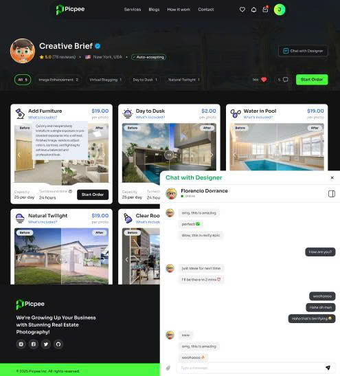 Messaging interface with vendor